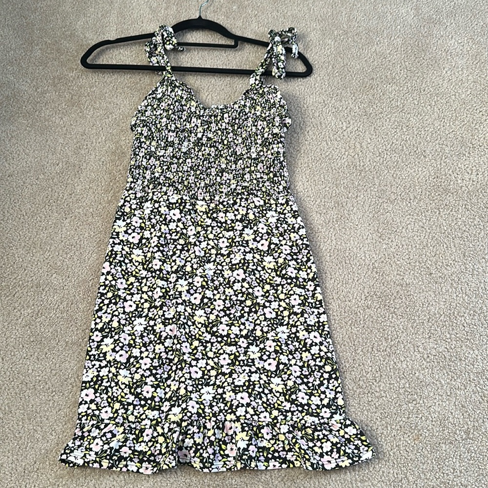 Tie Shoulder Floral Dress